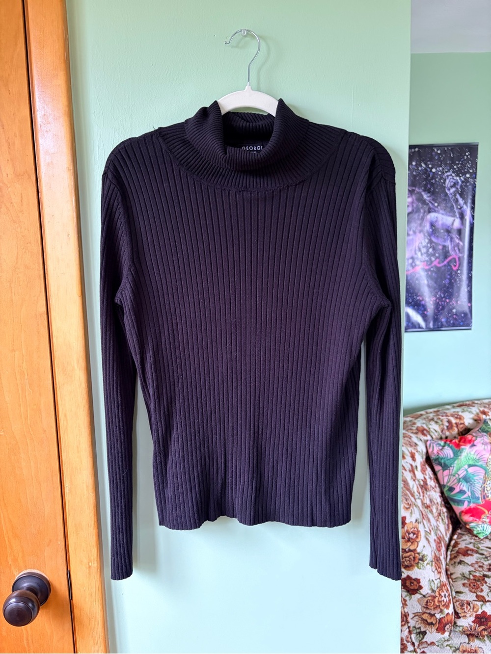 George Black Ribbed Turtle Neck Sweater